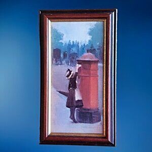 Classic Framed Print of Albert Ludovic 'Posting A Letter' Vintage Postal Art